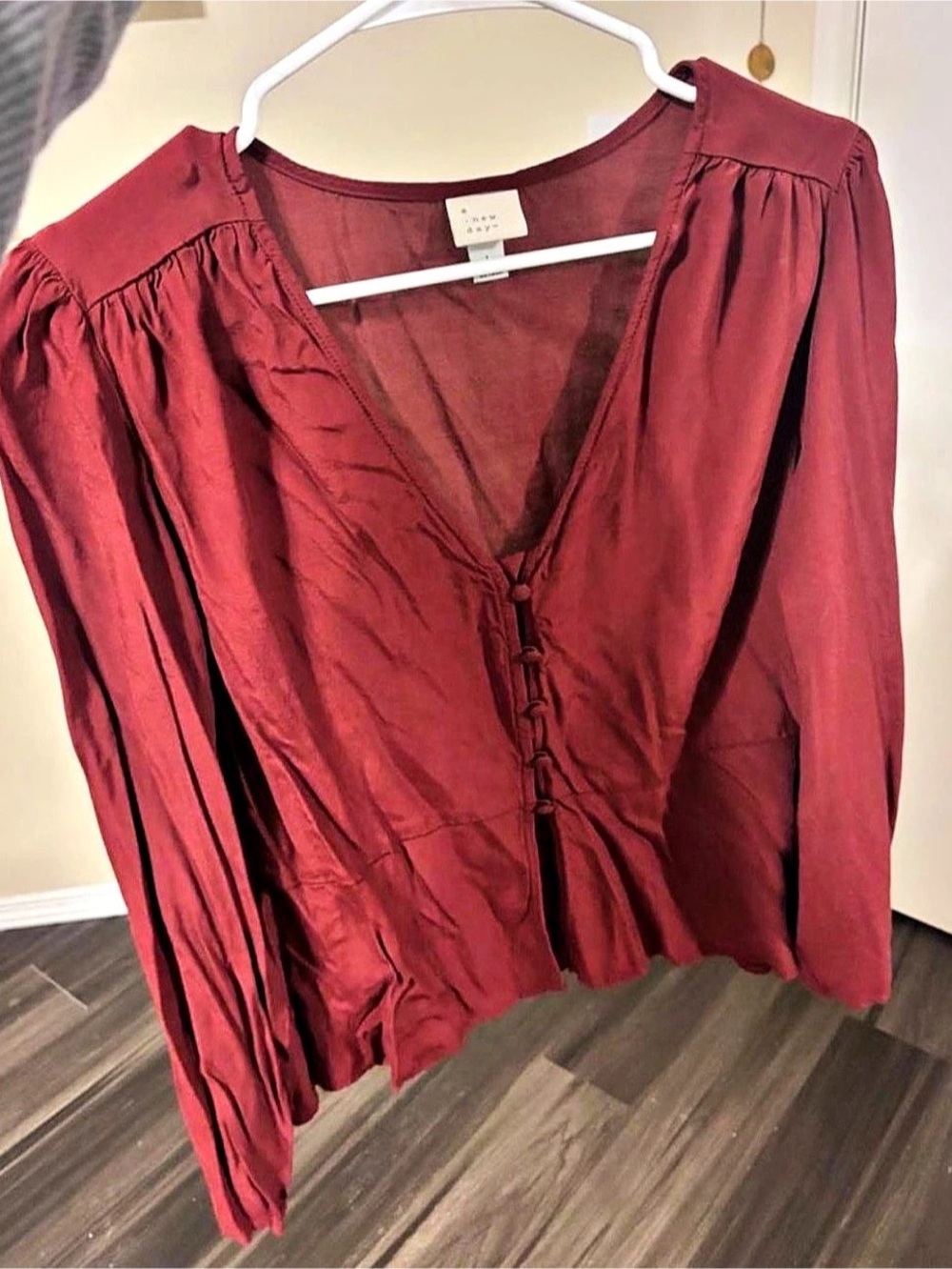 a new day Long Sleeve Blouse in Red Size Large Like New